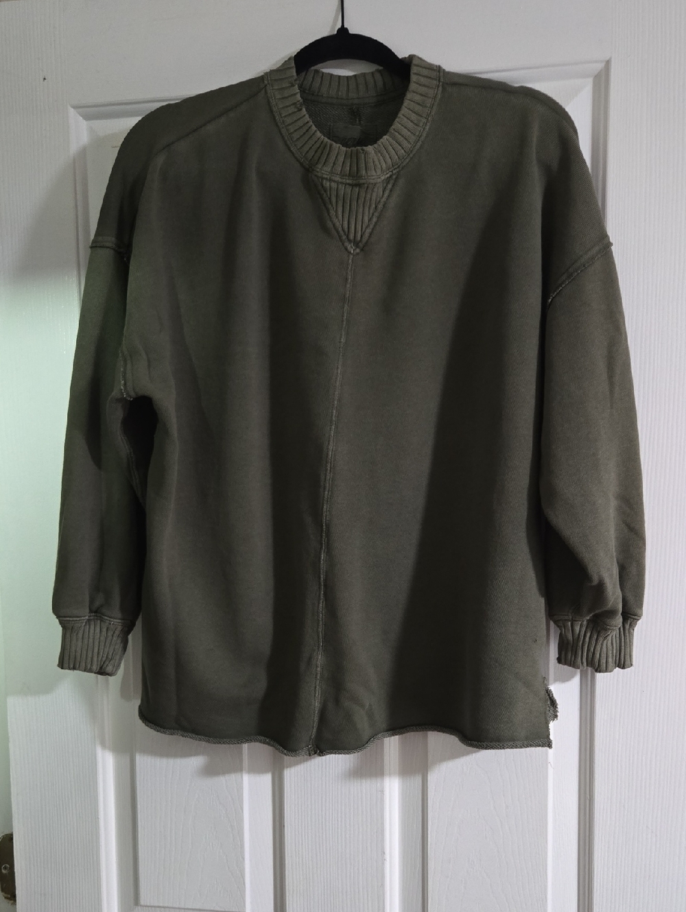 aerie Olive Green Oversized Crewneck Sweatshirt